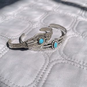 Two Silver Turquoise Cuff Bracelets